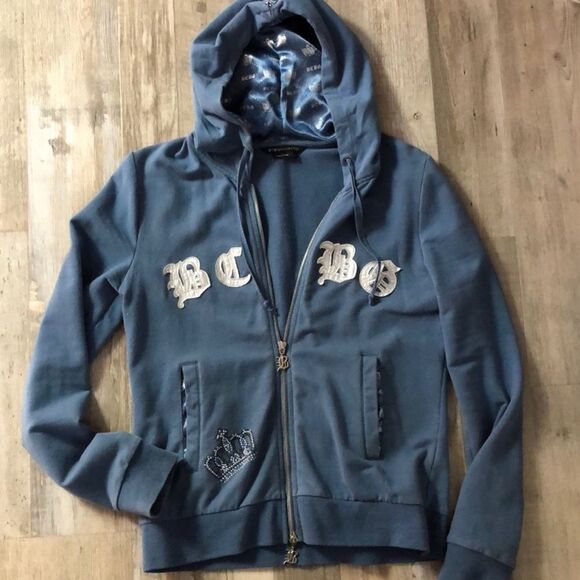 BCBGMaxAzria Blue Angel Wing Cotton Zip Hooded Jacket - Picture 14 of 15